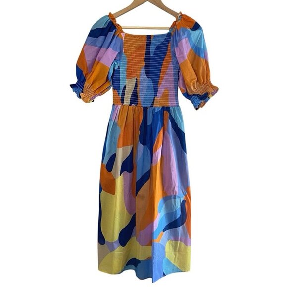 ❌SOLD❌NWT JESSIE ZHAO Tropical Love Smocked Midi Dress, Small - Picture 4 of 12
